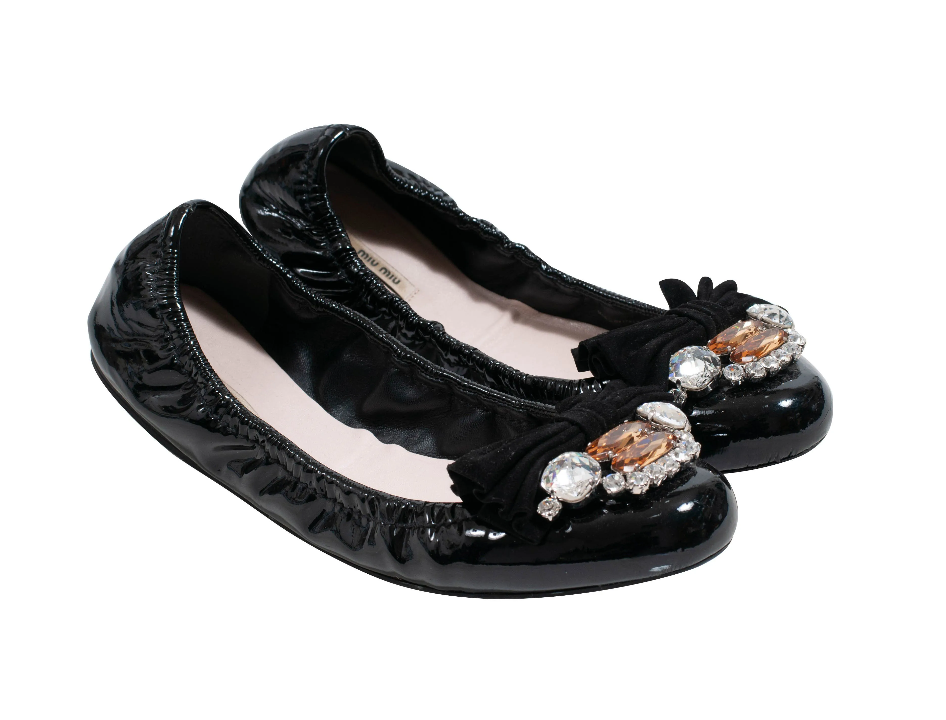 Patent Leather Crystal Embellishments Ballet Flats