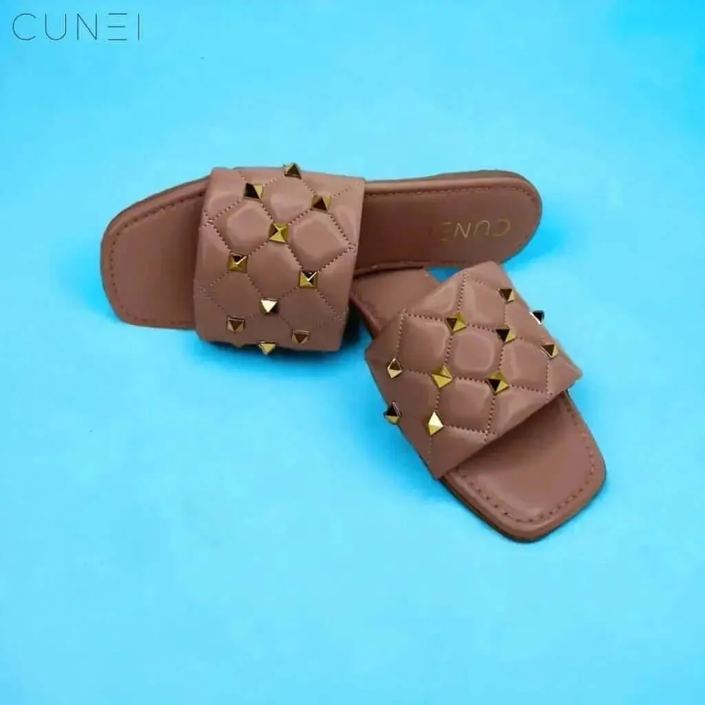 Peach Studded Flats