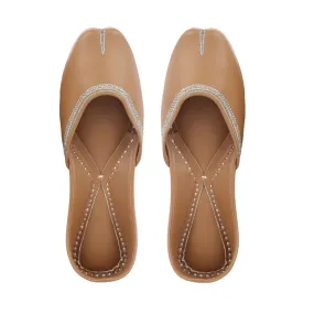 Peanut Brown Women Jutti | Zari Embellished | Day Wear And Festivities
