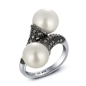 Personalized 925 Sterling Silver Mosaic Stone Simulated Pearl Rings, Fashion Jewelry For Women