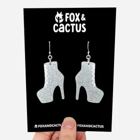 Pole Boots (White Glitter) Earrings (RETIRED)