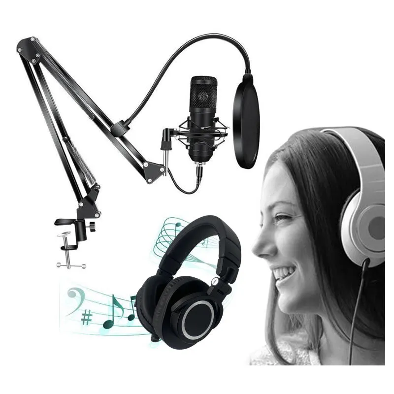 Professional Condenser Microphone With Monitoring Headset Set Q-Mic97