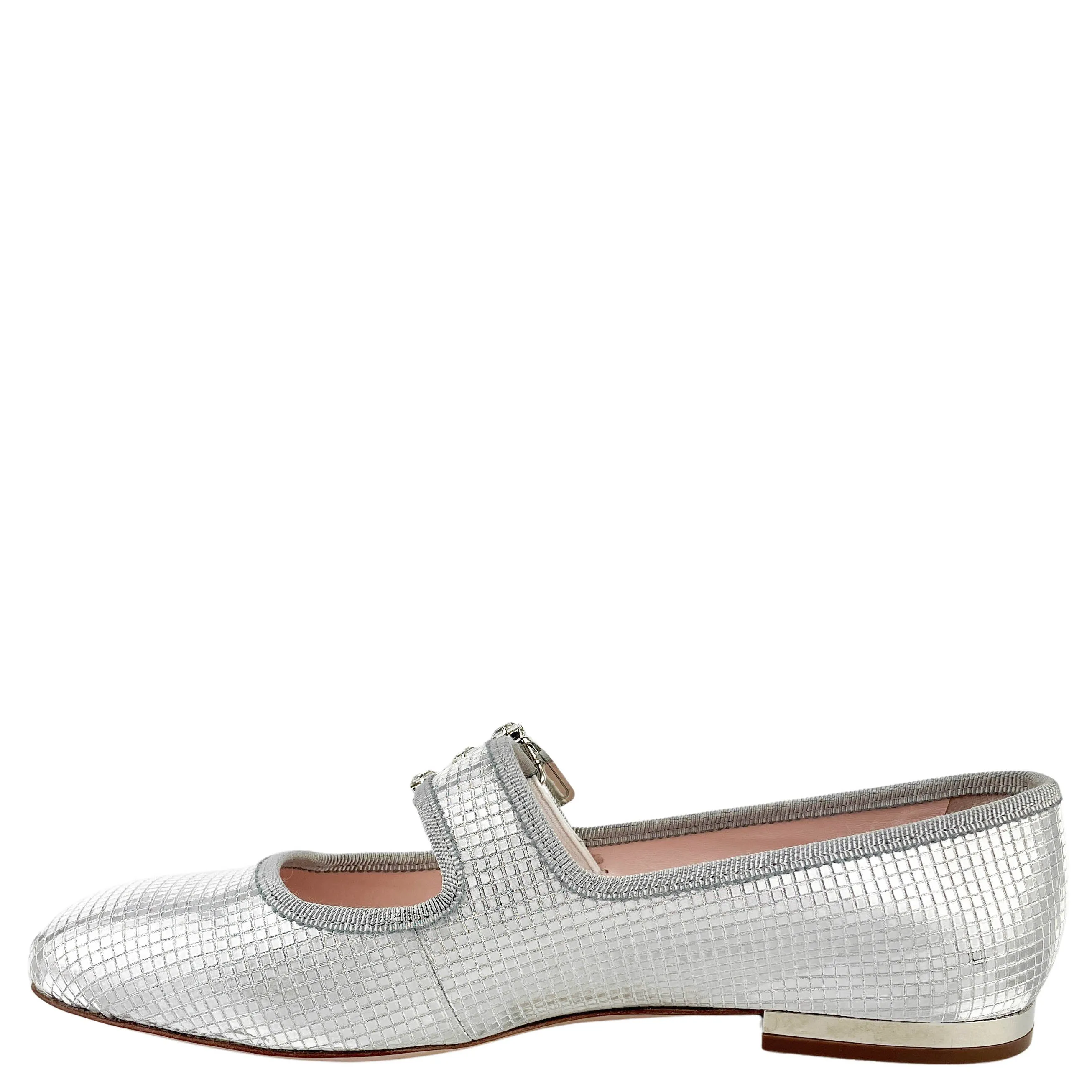 Roger Vivier Très Vivier Babies Metallic Flats in Argento