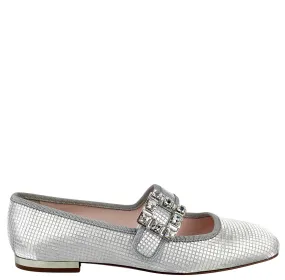 Roger Vivier Très Vivier Babies Metallic Flats in Argento
