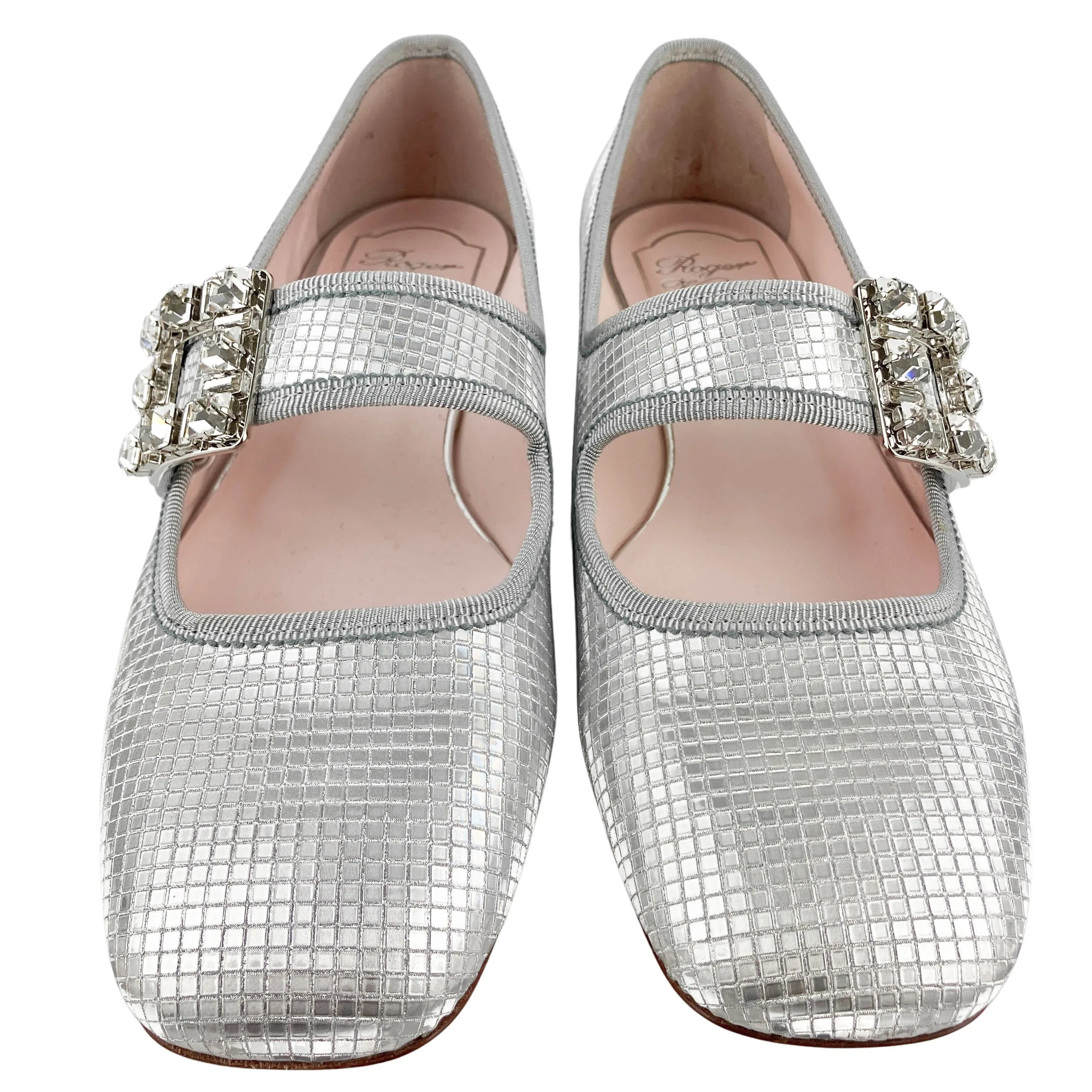 Roger Vivier Très Vivier Babies Metallic Flats in Argento