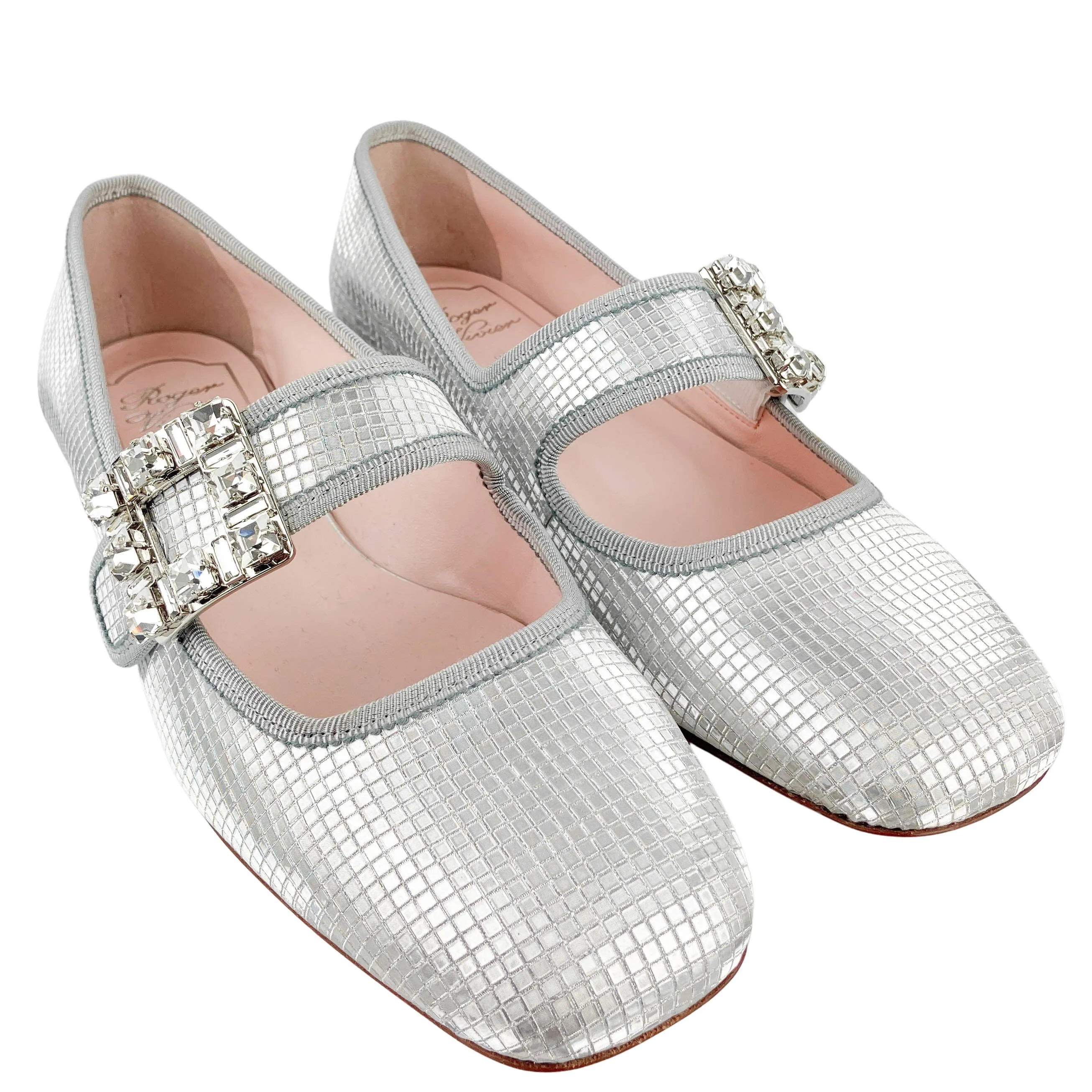 Roger Vivier Très Vivier Babies Metallic Flats in Argento