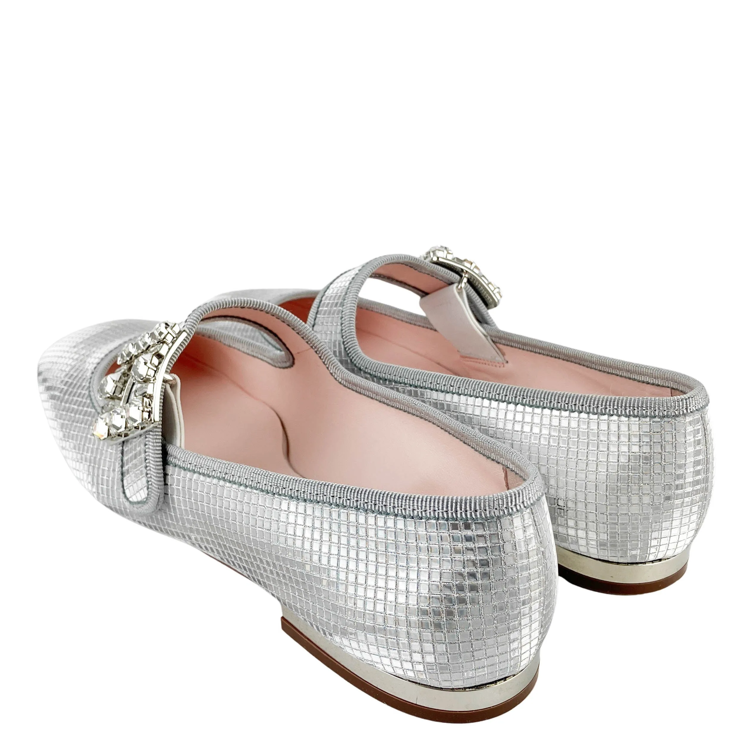 Roger Vivier Très Vivier Babies Metallic Flats in Argento