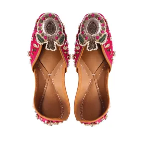 Ruby Pink Jutti | Ornately Embellished | Festive And Wedding Ready