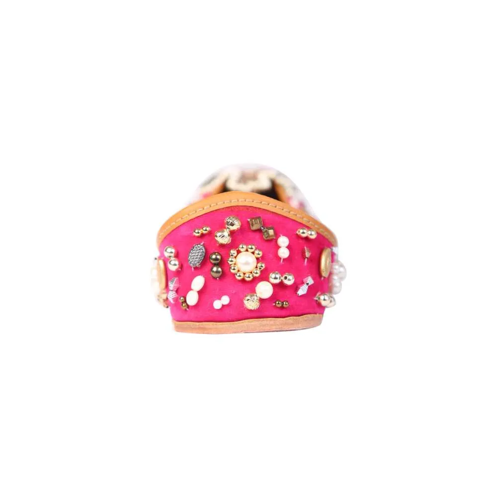 Ruby Pink Jutti | Ornately Embellished | Festive And Wedding Ready