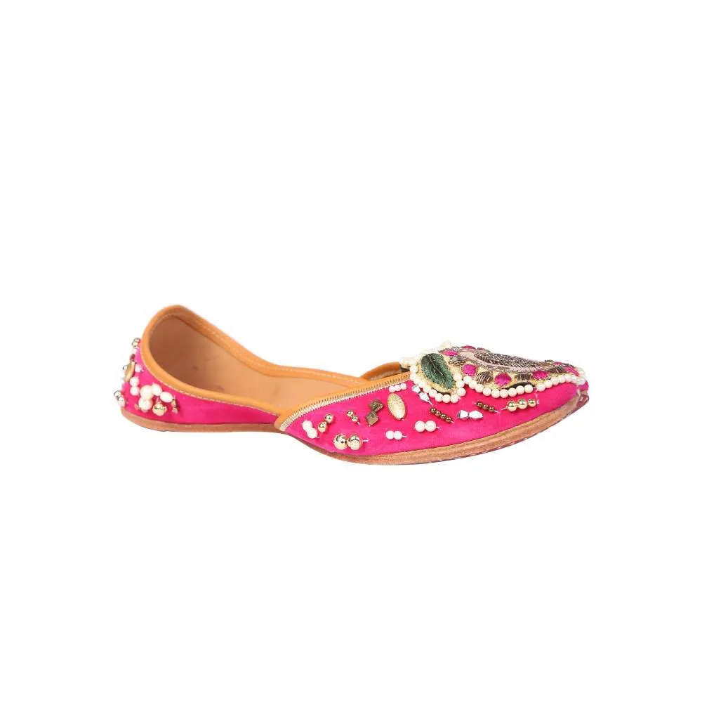 Ruby Pink Jutti | Ornately Embellished | Festive And Wedding Ready