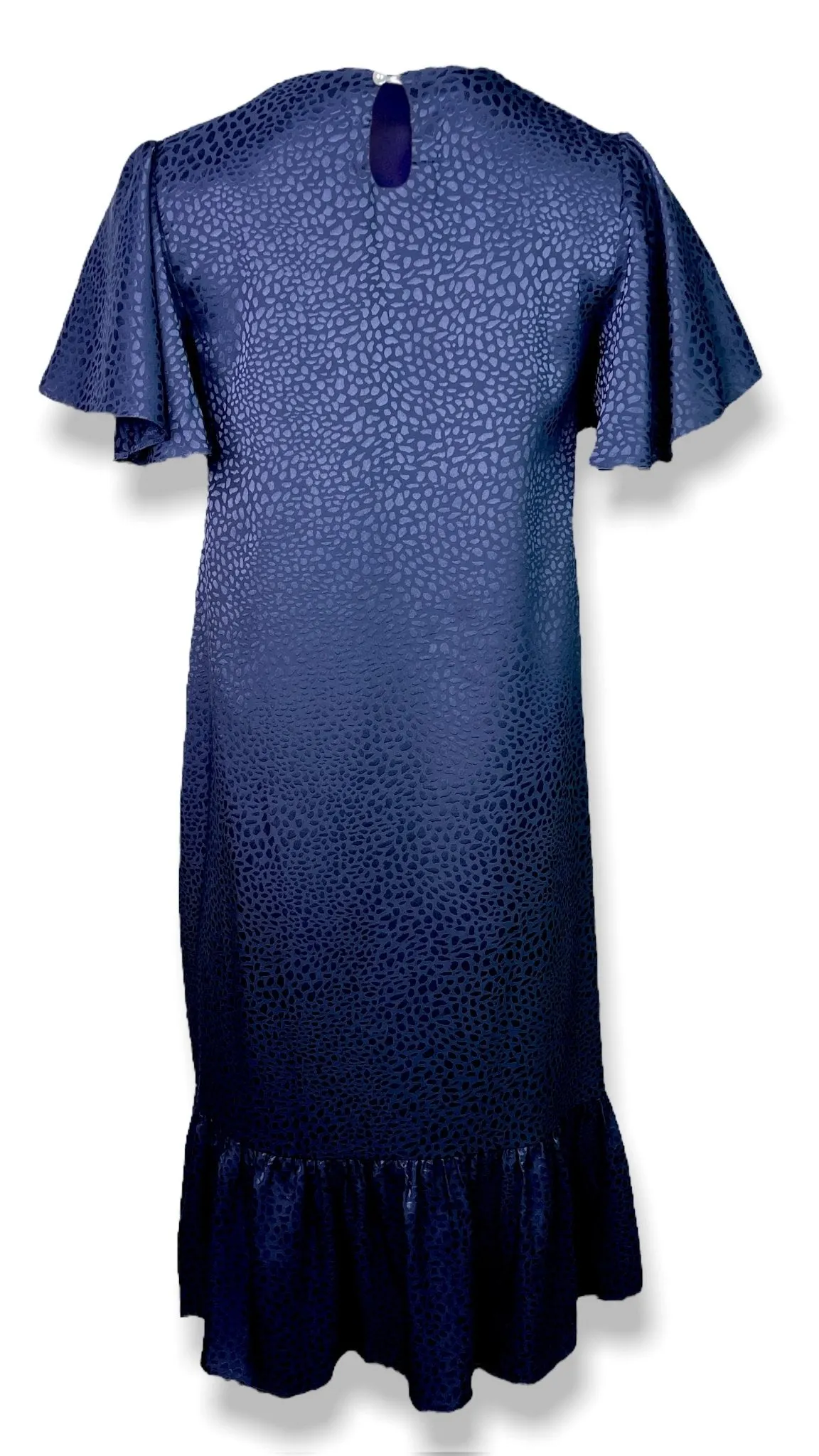 Ruffle High Low Tunic Dress In Navy Blue