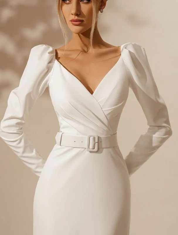 Sabrina Elegant  Long Sleeves White Wedding Dress