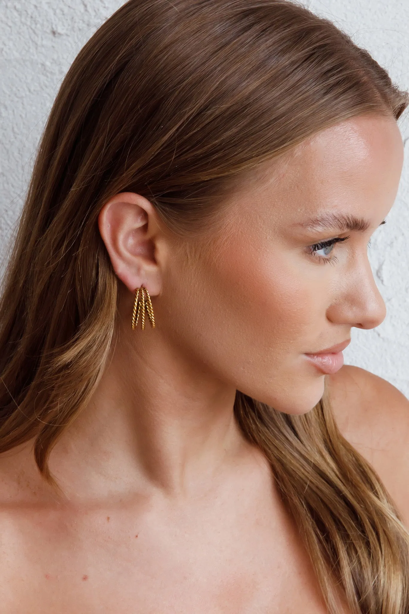 San Francisco Triple Open Hoop Earrings Gold