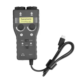 Saramonic SmartRig UC Professional 2-Channel Audio Interface with XLR, 1/4"" & 1/8"" Inputs for USB Type-C Android Smartphones & Tablets, PCs & more