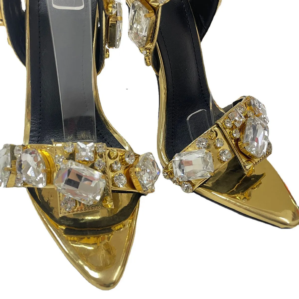 Sexy Cross Strap Rhinestone Stiletto Heel Sandals