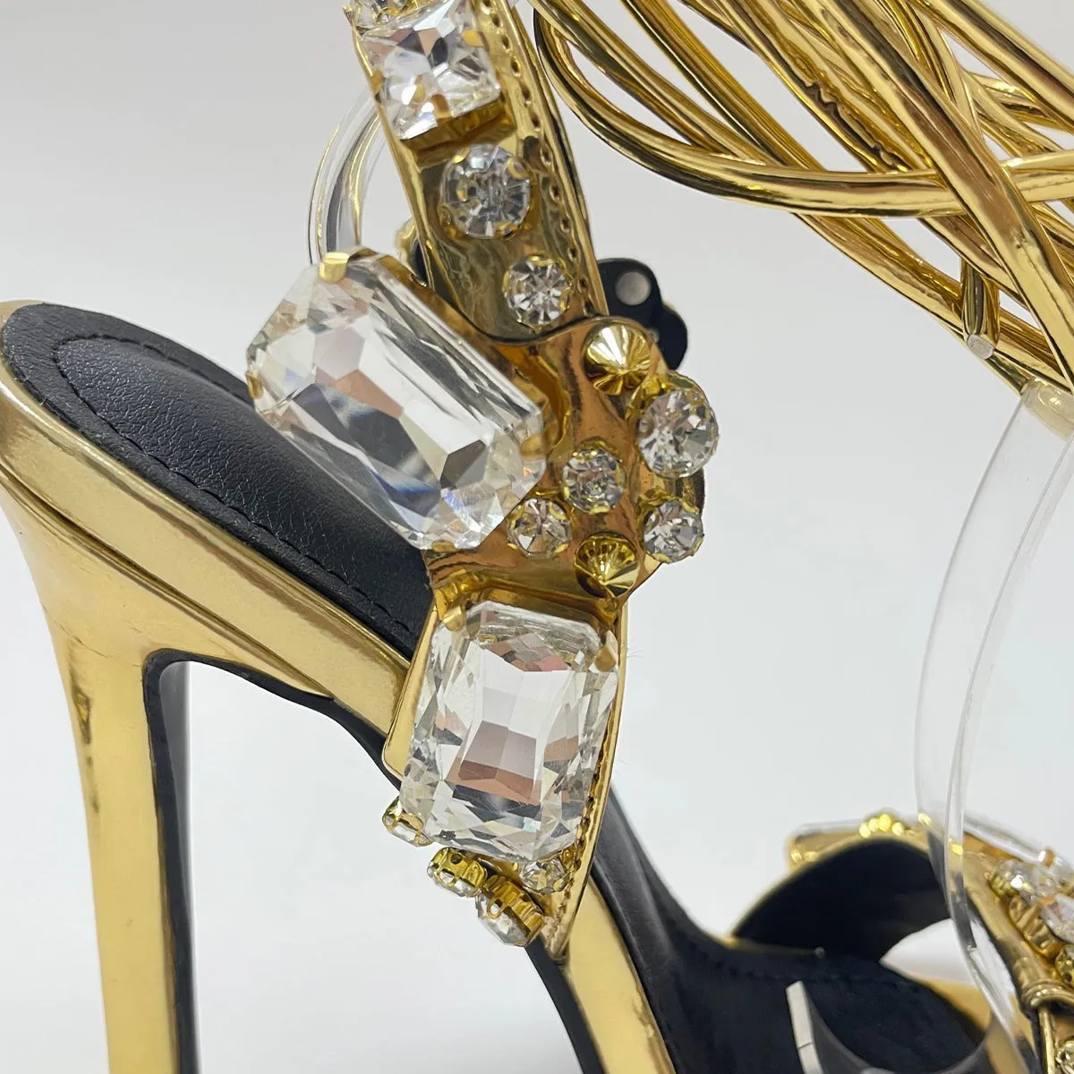 Sexy Cross Strap Rhinestone Stiletto Heel Sandals