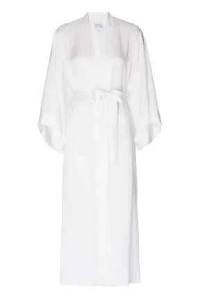 Silk Charmeuse Long Robe: Ivory