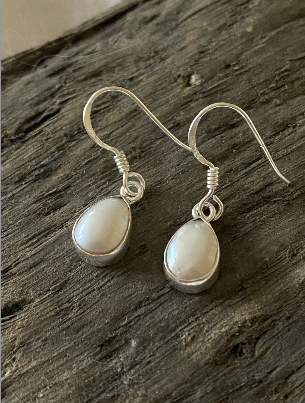 Solid Silver Pearl Tear-drop Earrings