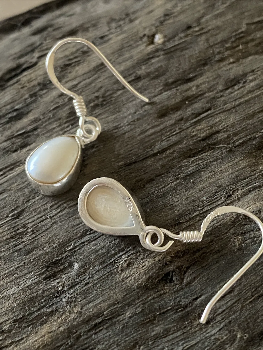 Solid Silver Pearl Tear-drop Earrings