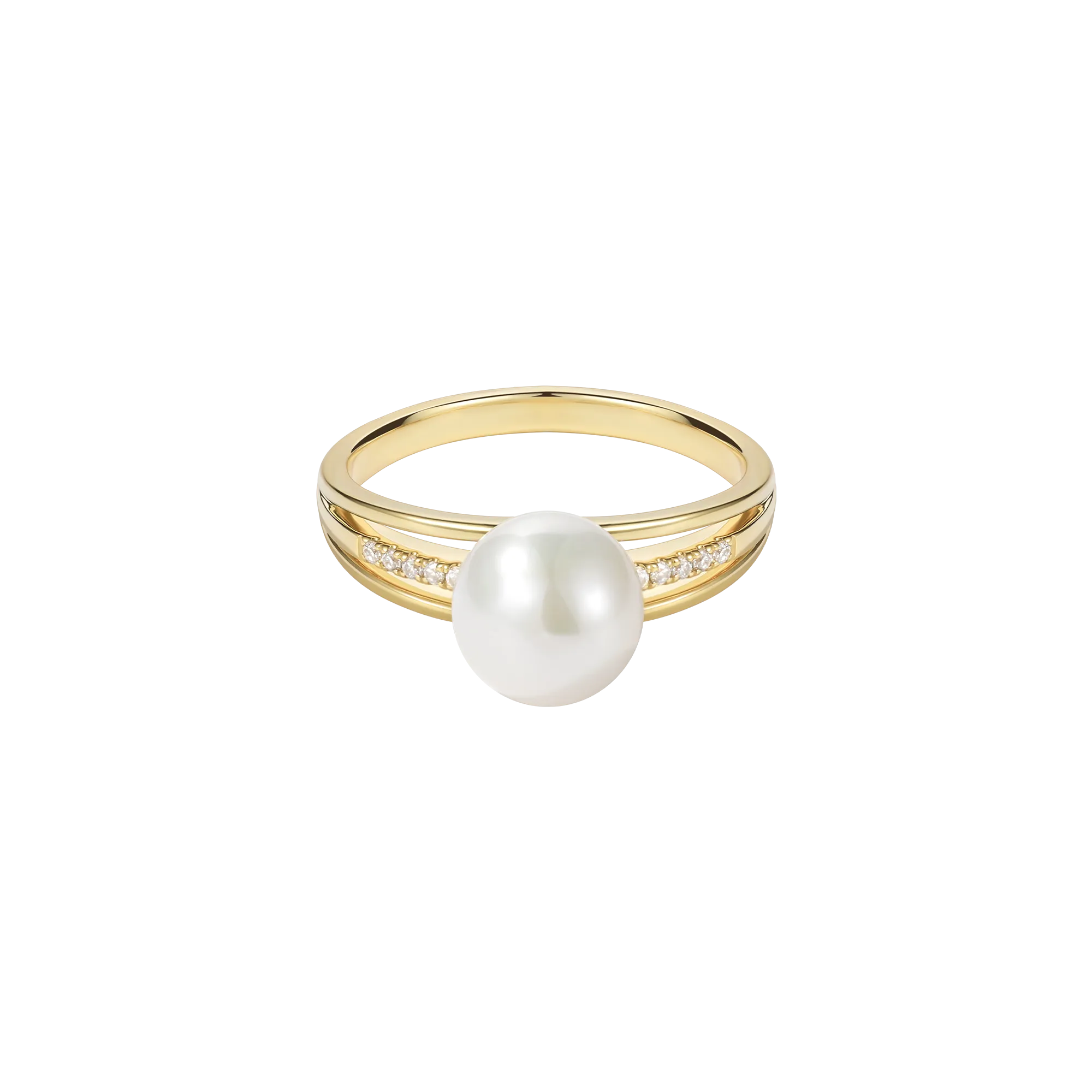 Solitaire Freshwater Pearl Accents Ring