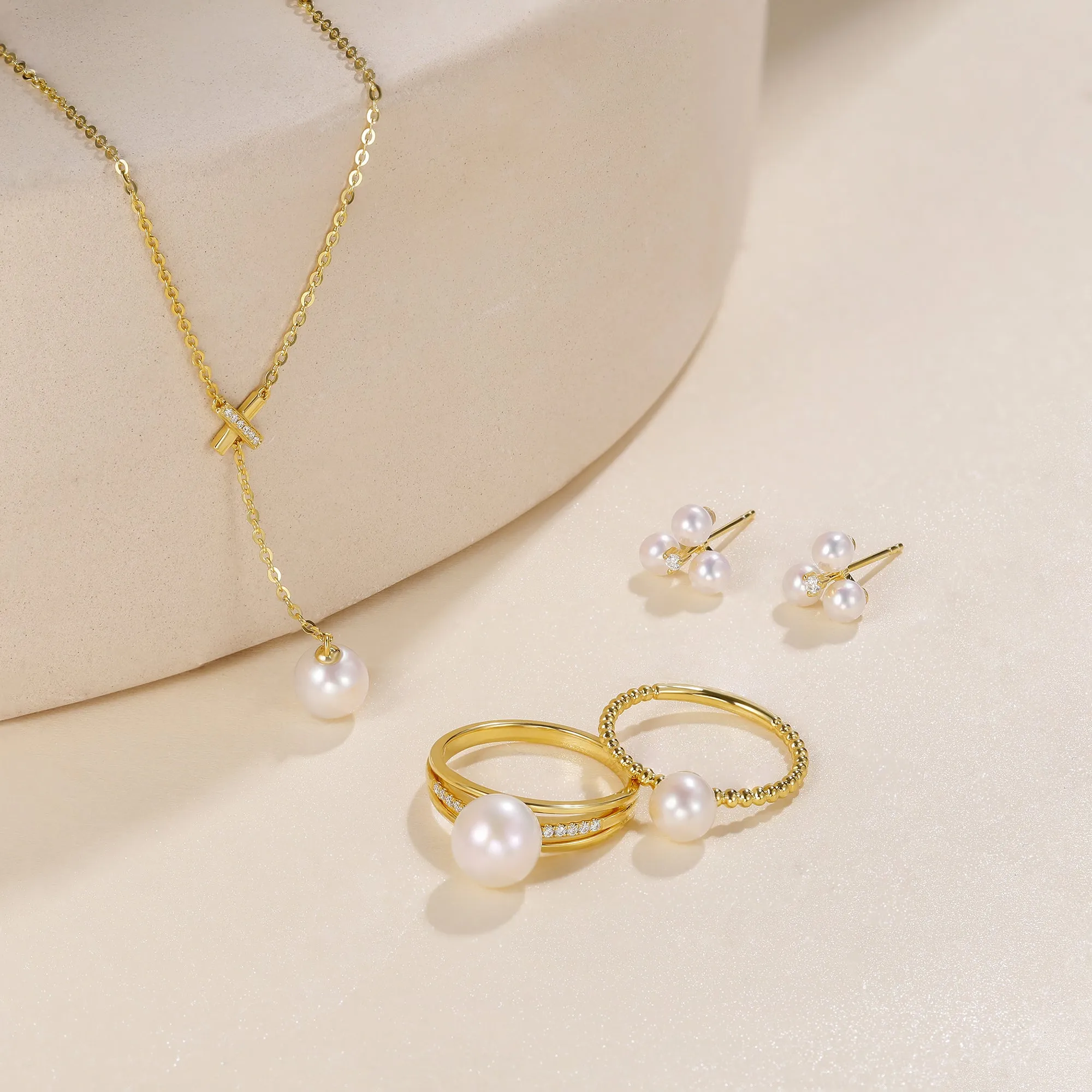 Solitaire Freshwater Pearl Accents Ring