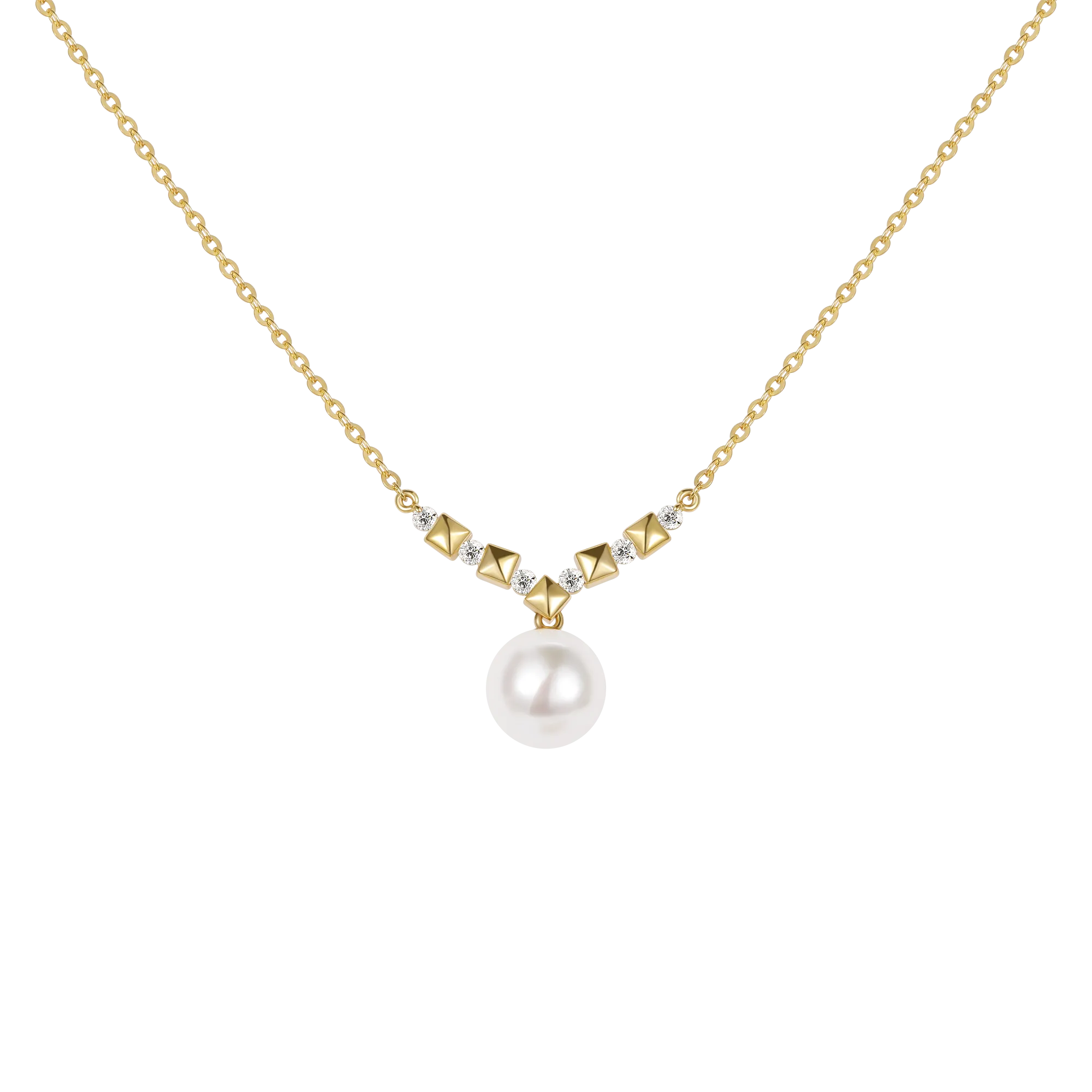Solitaire Freshwater Pearl Pendant with Diamonds