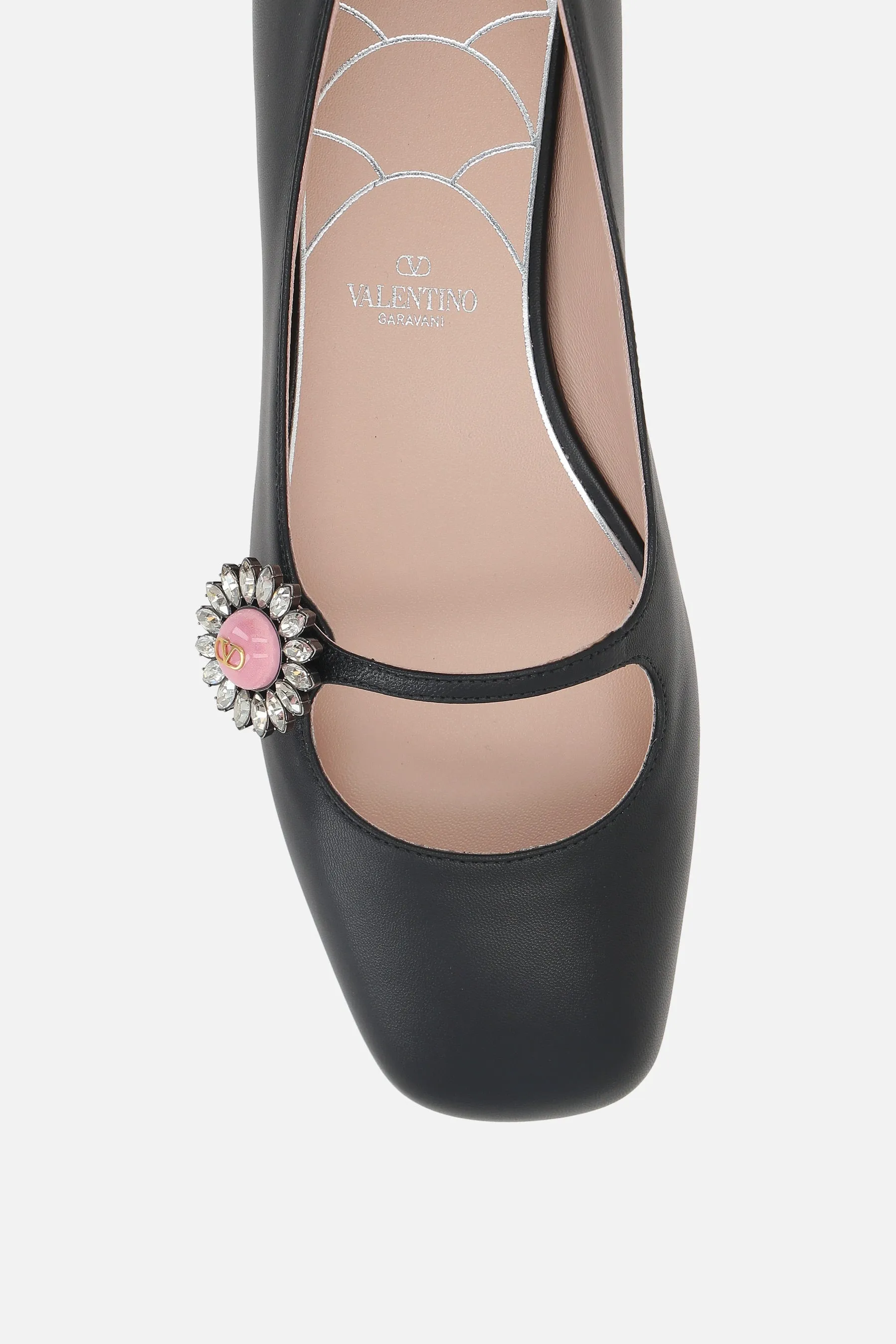 Square-Toe Smooth Leather Mary-Jane Flats