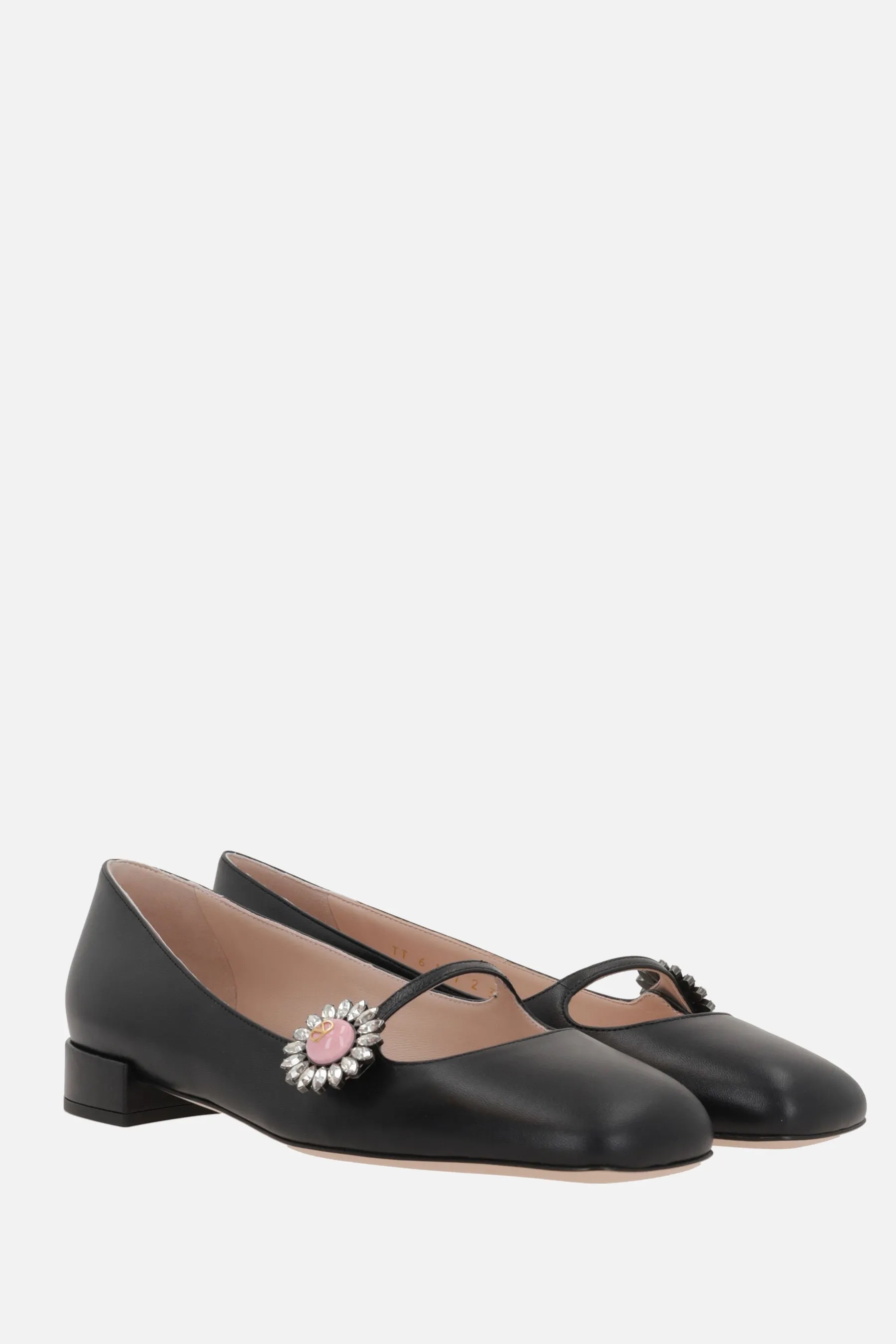 Square-Toe Smooth Leather Mary-Jane Flats