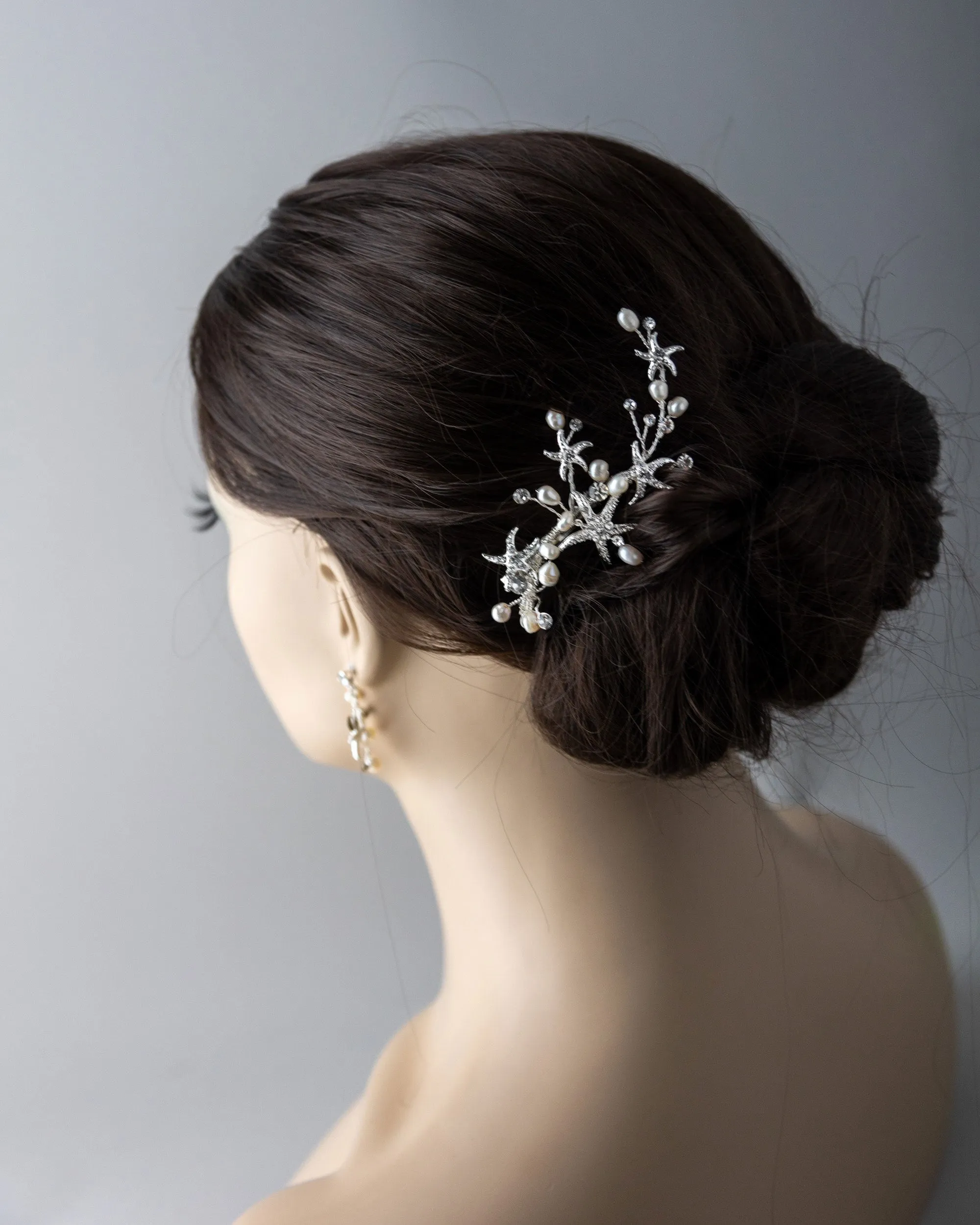 Starfish and Pearl Beach Bride Hair Clip