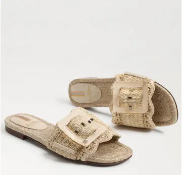 The Raffia Flat Sandal with Buckle