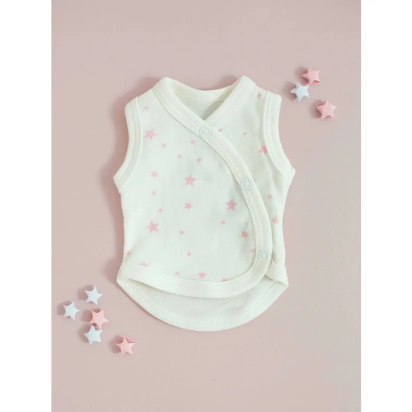 Tiny and Small Organic Cotton Preemie Incubator Vest - Pink Stars