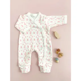 Tiny and Small Organic Cotton Preemie Sleepsuit - Bunny Meadow