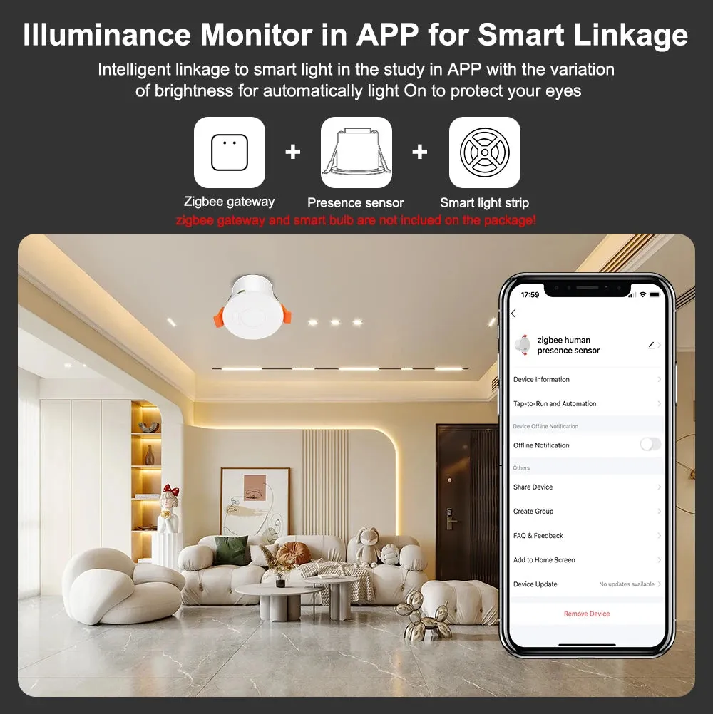 Upgrade Your Home Security with ZigBee MmWave Radar Human Presence Motion Sensor - Smart Illuminance & Distance Detection for Tuya Home Automation