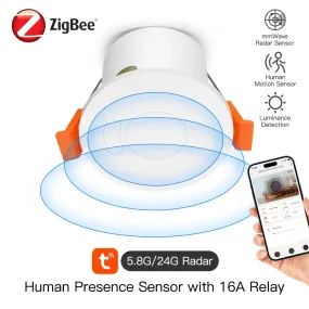 Upgrade Your Home Security with ZigBee MmWave Radar Human Presence Motion Sensor - Smart Illuminance & Distance Detection for Tuya Home Automation