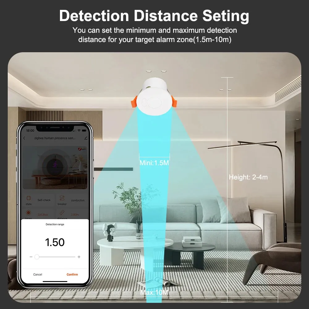 Upgrade Your Home Security with ZigBee MmWave Radar Human Presence Motion Sensor - Smart Illuminance & Distance Detection for Tuya Home Automation