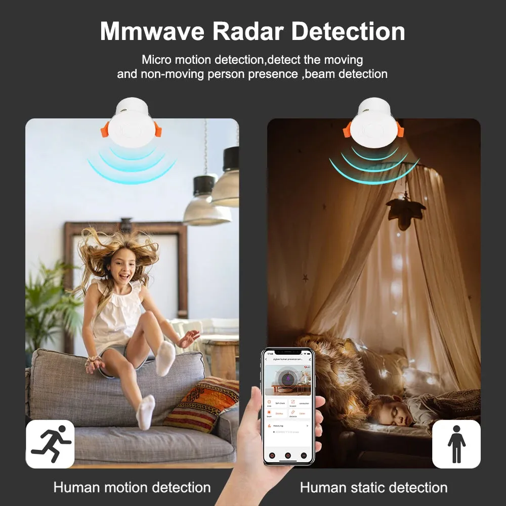Upgrade Your Home Security with ZigBee MmWave Radar Human Presence Motion Sensor - Smart Illuminance & Distance Detection for Tuya Home Automation