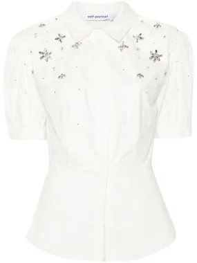 White Cotton Embellished Top