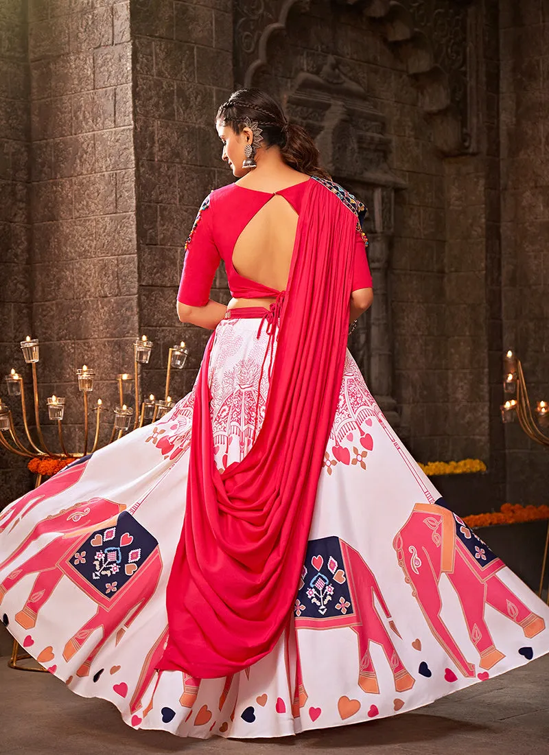 White Multi Kutchi Embroidered Rajwadi Chaniya Choli