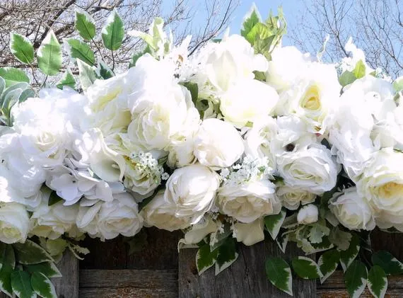 White Rose Wedding Arch, White Rose Arbor swag
