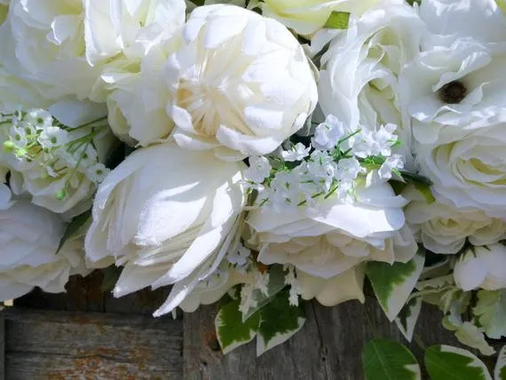 White Rose Wedding Arch, White Rose Arbor swag