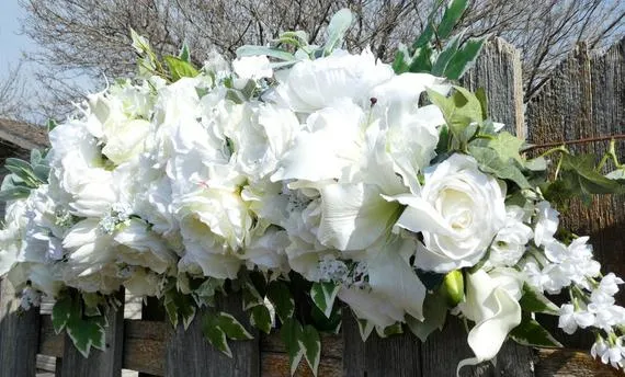 White Rose Wedding Arch, White Rose Arbor swag