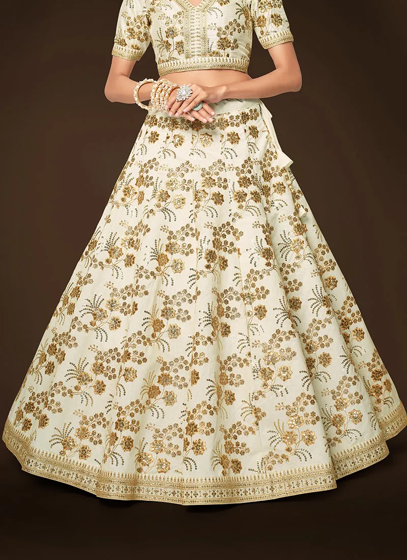 White Sequence Embroidery Festive Lehenga Choli