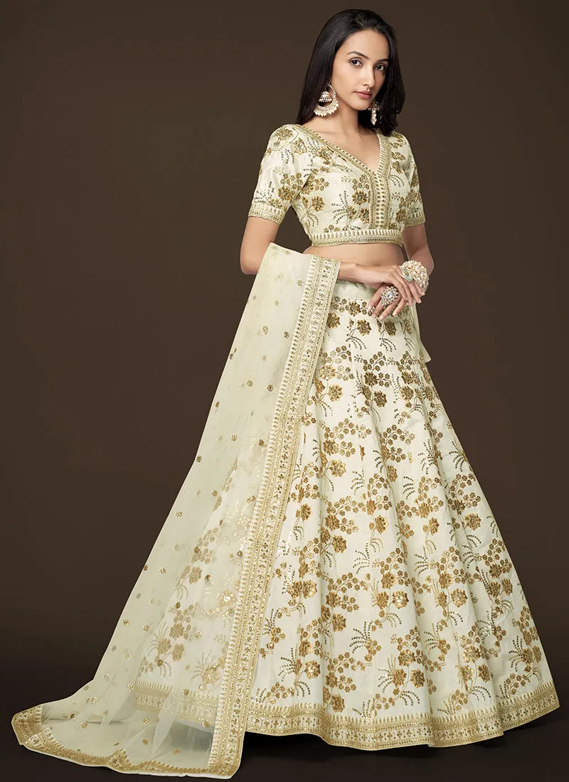 White Sequence Embroidery Festive Lehenga Choli