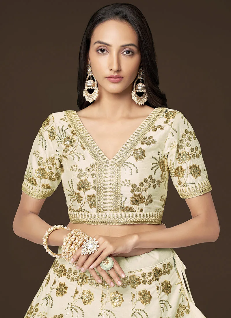 White Sequence Embroidery Festive Lehenga Choli