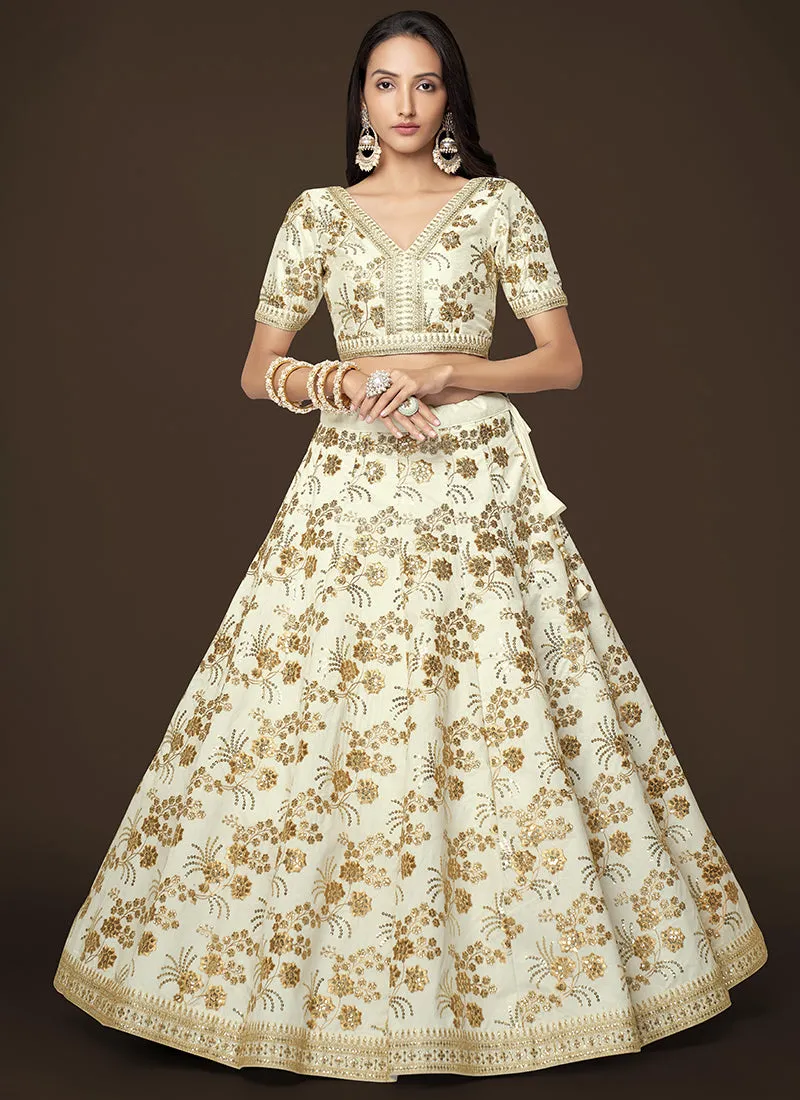White Sequence Embroidery Festive Lehenga Choli