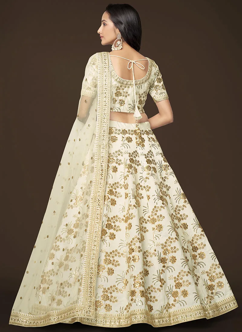 White Sequence Embroidery Festive Lehenga Choli