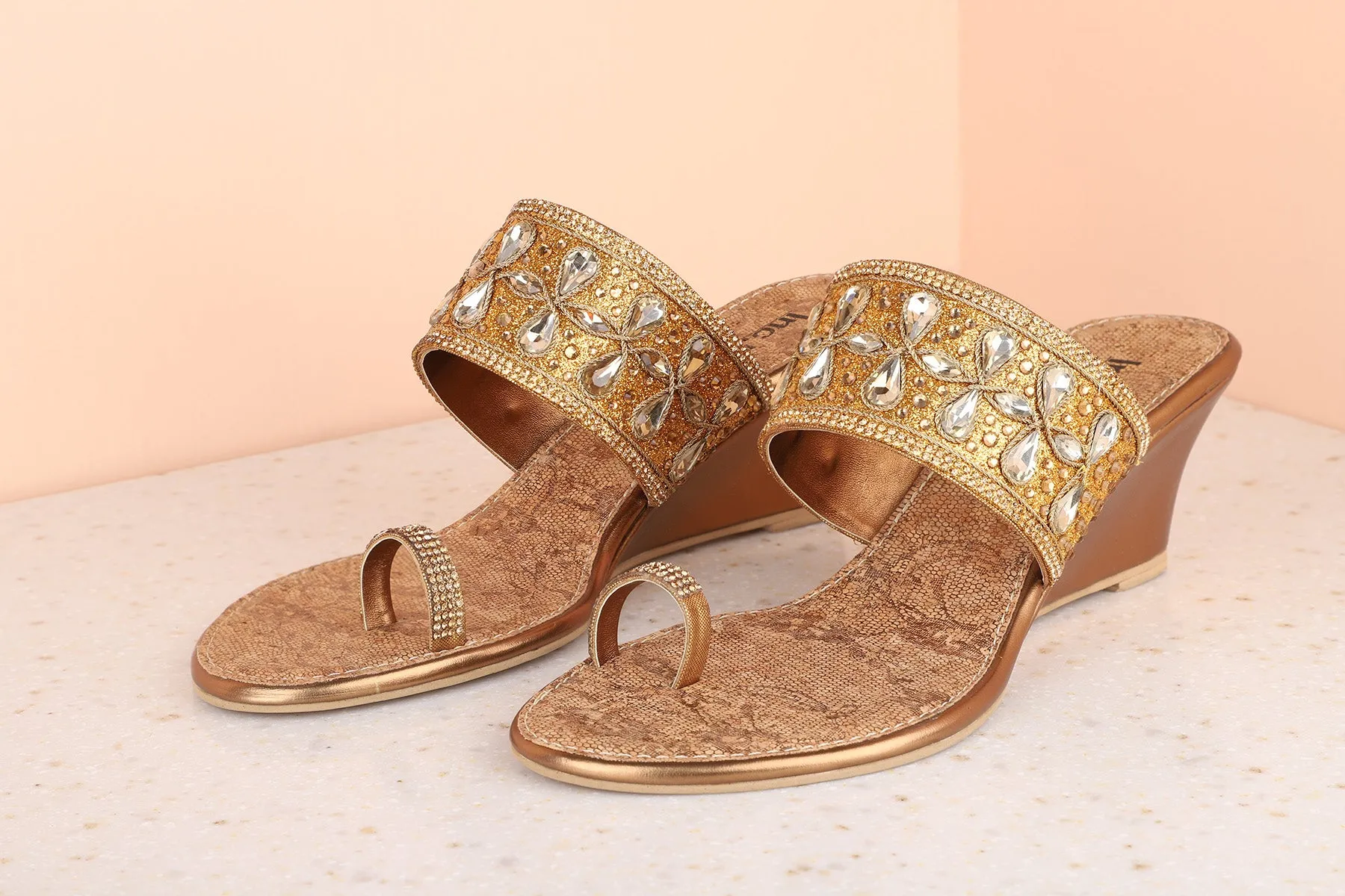 Women Antique Embellished Wedge Sandals