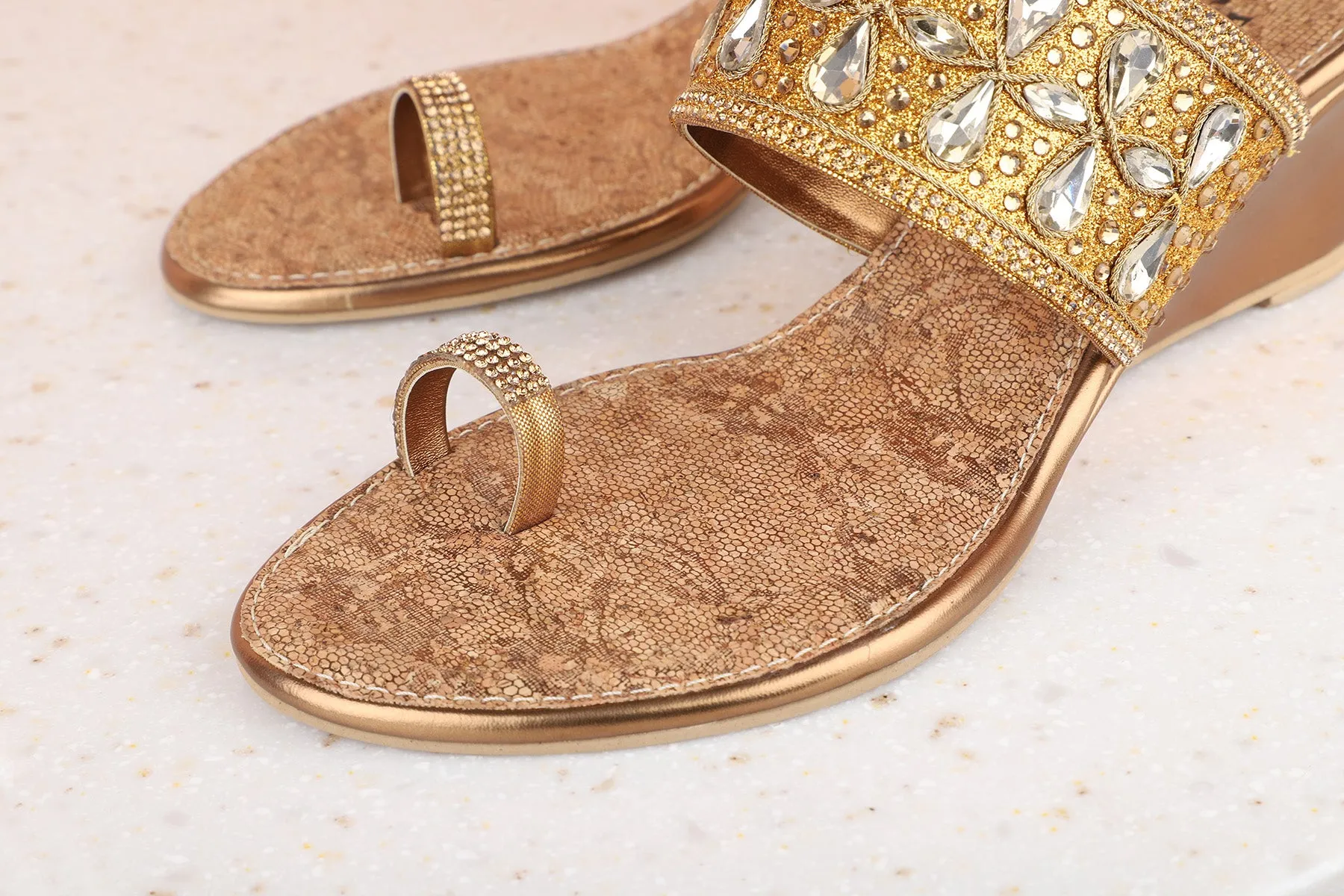 Women Antique Embellished Wedge Sandals