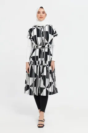 Women Black And White Printed Dress