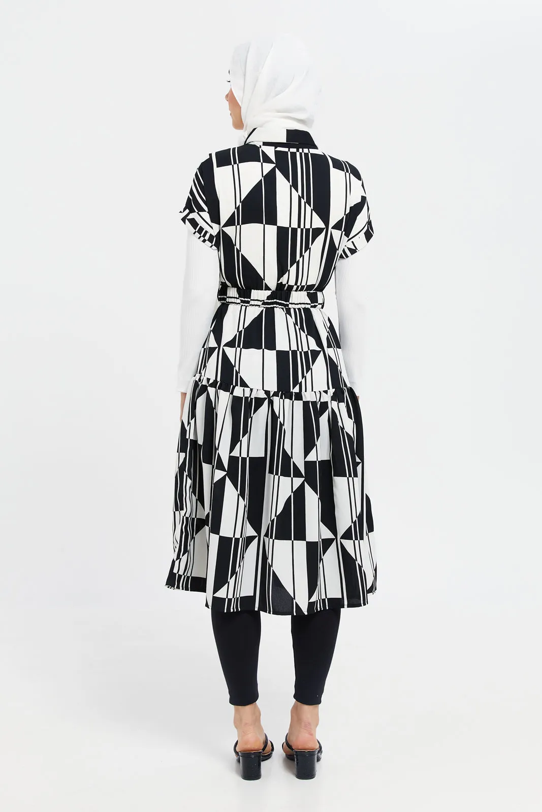 Women Black And White Printed Dress